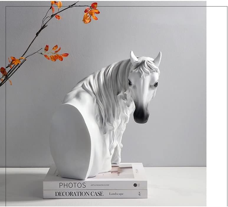 Miniatura 6 de QTBH Chinese feng Shui Statue Sculpture Modern Chinese Style Horse Head Sculpture Ornaments Simple Desktop Ornaments Living Room Porch Home