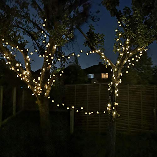 Abkshine 50Ft 120 Led Solar Star Fairy Lights, Outdoor Decorative Solar String Lights, Waterproof Ambiance Lighting For Patio Deck,Camper,Gazebo,Girls Themed Room,Garden,Porch,Bush Decor,Warm White #TOP5