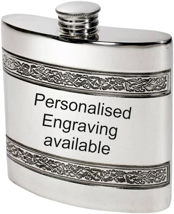 Wentworth Pewter- Celtic Band Pewter Hip Flask - available in 2 sizes and with engraving (4 ounce)