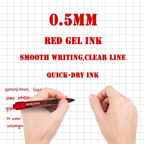 Mingtron Gel Pens, 30 Pack Red Pens Fine Point, No Smear Ink Pens For Left Hand, Click Pens Bulk, Retractable Rollerball Pens For Smooth Writing, 0.5Mm, Red Ink #TOP2