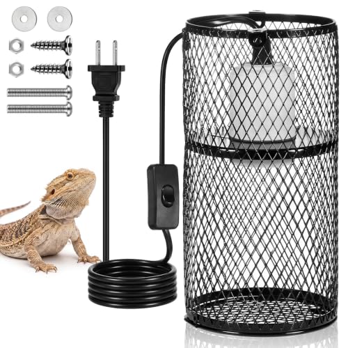 Image of VIHOSE 1 Pcs Reptile Heat Lamp Guard Anti Scald, 4 Inch, White, Black