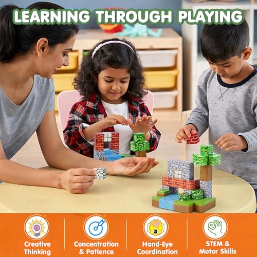 Image of Priyadarshi Magnetic Tiles for Kids & Toddlers | 75 Pcs Building Blocks STEM Montessori Toy for Boys & Girls Age 3+ | Magnetic Cubes Set for Creative Learning & Sensory Play