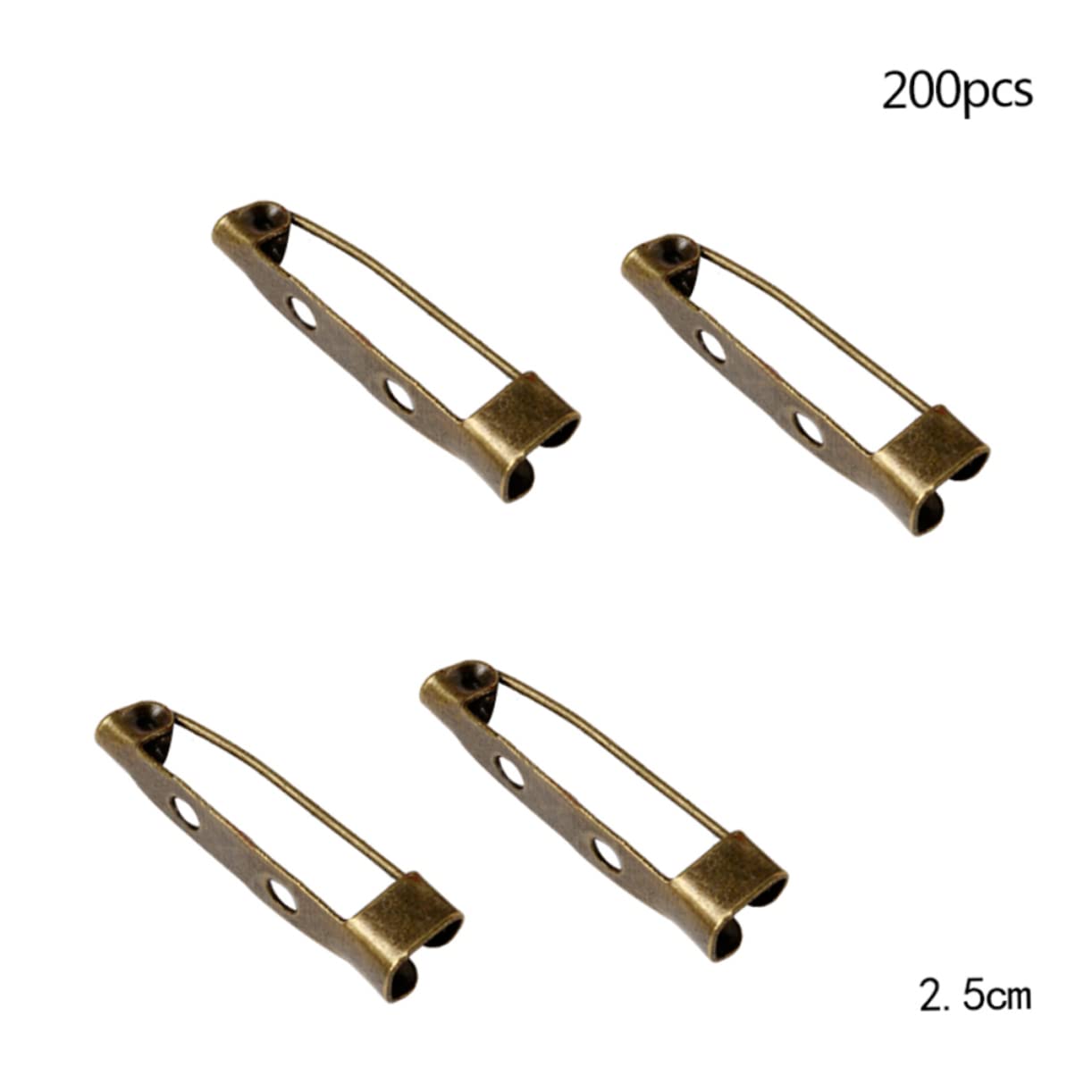 ULDIGI 200Pcs Bronze Brooch Pin Backs with Three Holes Durable Clasp for DIY Jewelry Crafting for Sewing Corsages and Name Badges