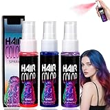 3 Farben Temporäres Haarfärbespray, Instant-Styling für Cosplay, leuchtende Haarfarbe...