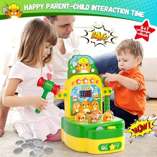 Image of Amoyasite Mole Whack Game for Kids, Arcade Game Toy for Kids Ages 3+, Mini Electronic Hammering Interactive Pounding Game, Cartoon Cute Style Halloween Toy, Gift for Toddler Boys Girls