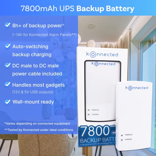 Konnected UPS Backup Battery - 12V DC Power Bank Portable Charger for Smart Home Hub, Router, Modem, Raspberry Pi, Smart Phone, LED Lights, Security Camera - 7800mAh - 12V / 5V USB Dual Voltage