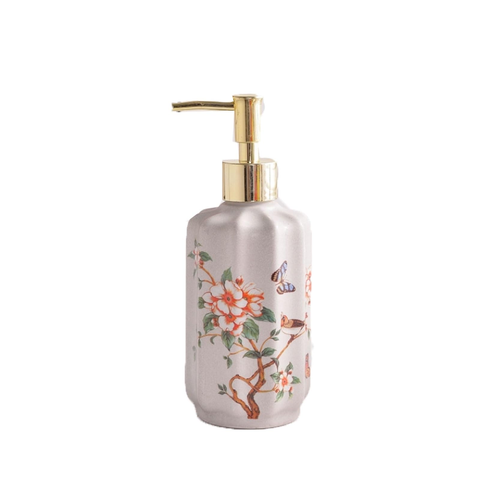 Yuihatf Light Gray Ceramic Soap Dispenser Push Lotion Bottle Electroplated Abs Pump, Fade-Resistant, Compact Countertop(Light Gray)