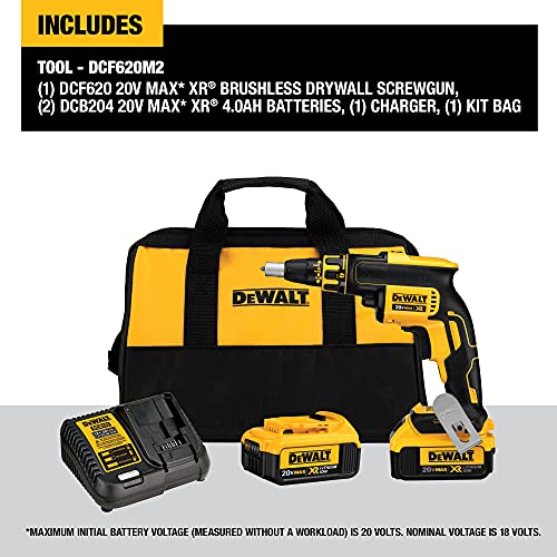 Dewalt 20V Max* Xr Drywall Screw Gun, Brushless, 4.0-Amp Hour (Dcf620M2) #TOP1