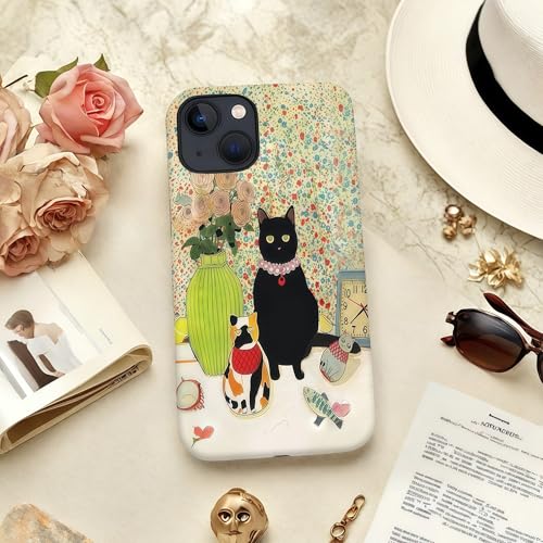 Coque iPhone 15 antichoc chat floral résistante aux rayures - 6