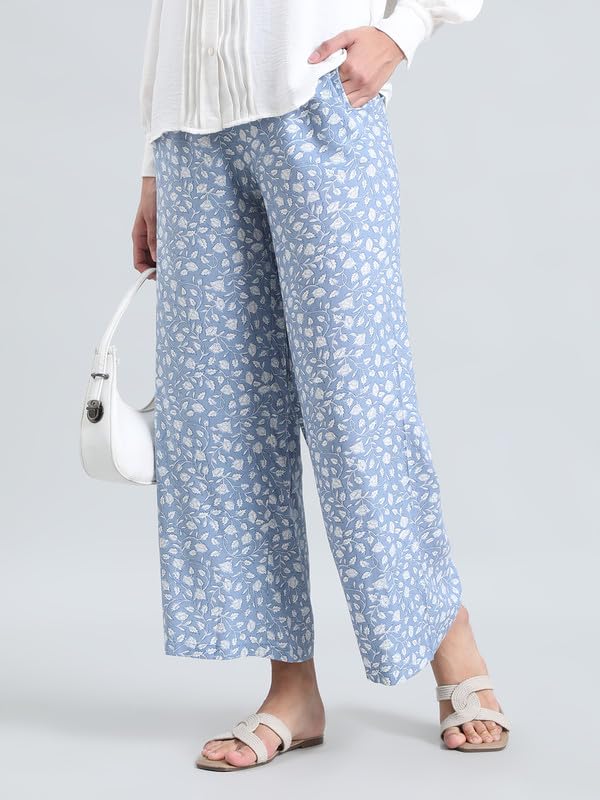 Image of GO COLORS Soft Viscose Printed Palazzo Full Length for Women| Breathable, Mid Rise