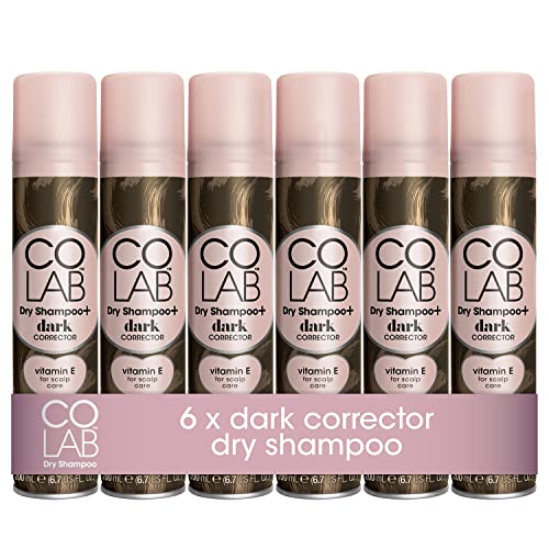 COLAB Dark Dry Shampoo, Pack of 6, 200ml, Dry Shampoo for Brunette or Dark Hair