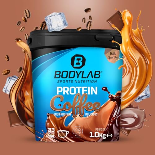 Bodylab24 Protein Coffee Schoko-Karamell 1000g, mit bis zu 20g Eiweiß aus Molkenprotein und 69mg Koffein je Portion, der ideale Protein-Koffein-Kick zum Frühstück, zwischendurch oder vor dem Training