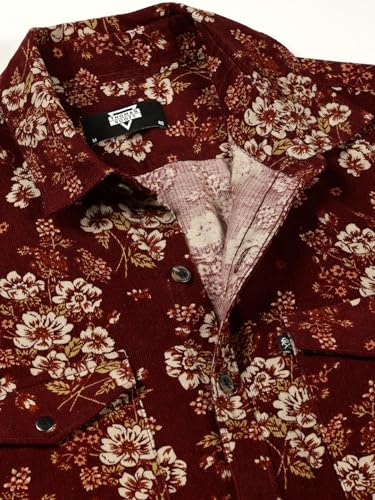 Image of Thomas Scott Men Slim Fit Pure Cotton Corduroy Floral Printed Semi-Formal Shirt