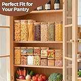 ComSaf 1.3L Glass Containers with Lids, Glass Storage Jars with Bamboo Lids Airtight, Clear Square Kitchen Canister Set of 3, Pantry Organizers and Storage for Flour Oat Pasta Tea Coffee Bean - Image 5