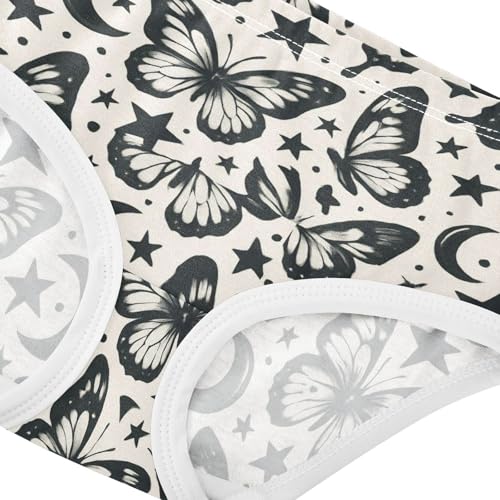 Joisal Cotton Girls Underwear Toddlers Black White Butterflies Star Panties for Girl Bright Briefs Girls Undies 2t4