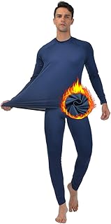 Menâ€™s Thermal Underwear Fleece Lined Base Layer Long Johns Set Top and Bottom Winter Sports Suits