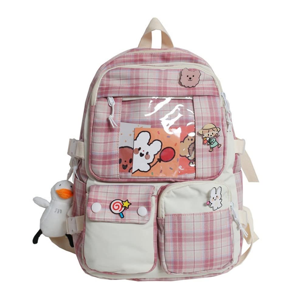AZLNRMU Kawaii Japanese Korean harajuku backpack rabbit pendant decoration teenage school gift for birthday Christmas (pink)