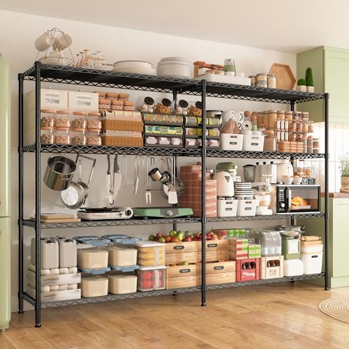 Image of REIBII 4-Tier Heavy Duty Wire Shelving,1250LBS Storage Shelf Shelf Rack | 250 lbs /shelf, heavy-duty steel, rust-resistant, adjustable clips, tool-free 10-min, fits garage, kitchen, pantry, commercial