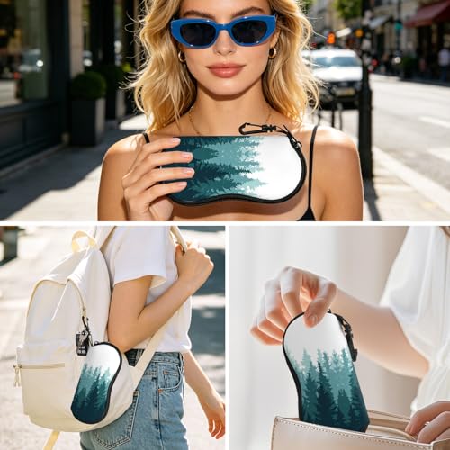 Image of Sunglasses Soft Case, Cute Ultra Light Portable Neoprene Zipper Eyeglass Glasses Case with Belt Clip for Men Women