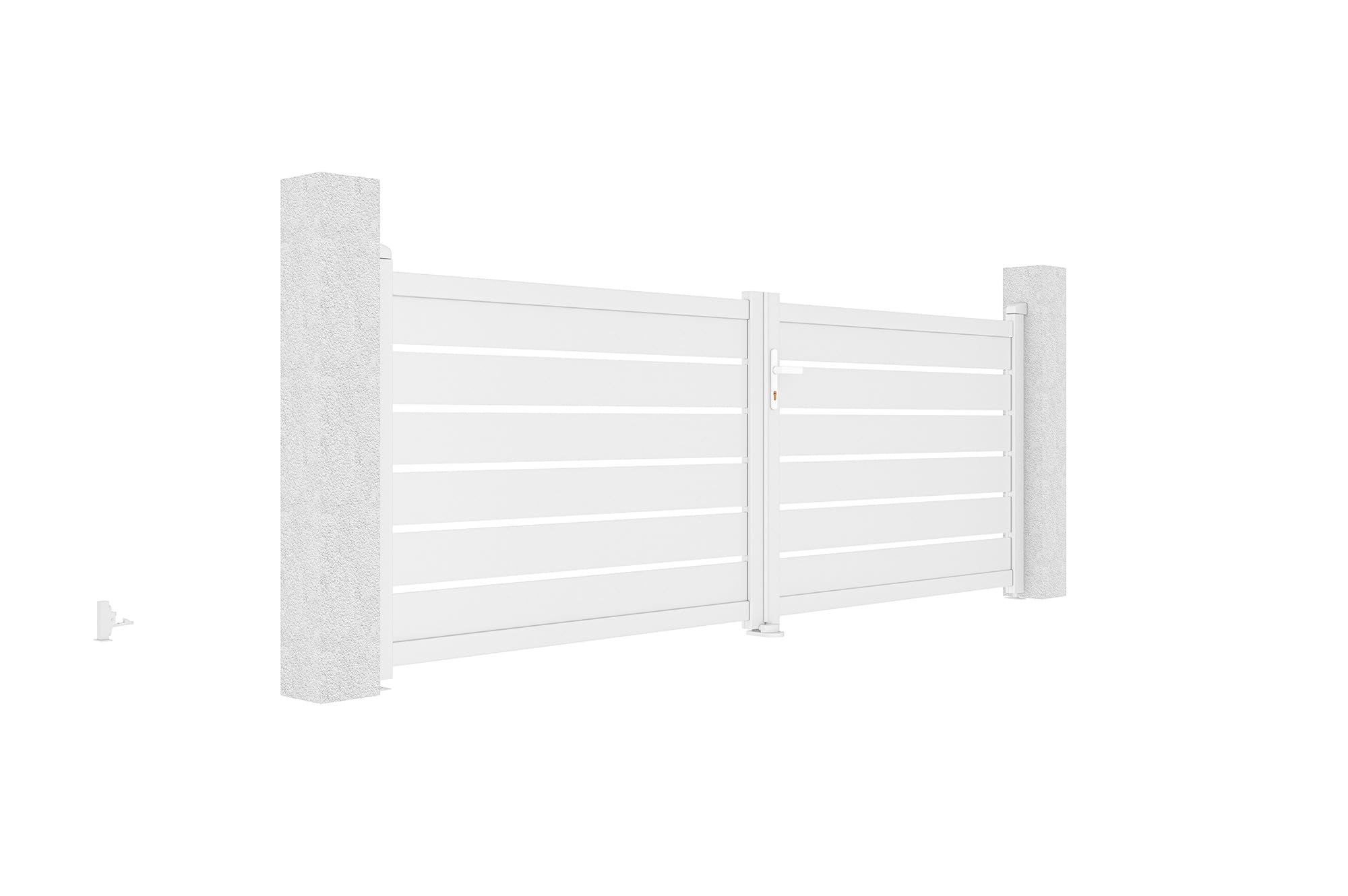 Casanoov Portail battant 3,5m VOGEL H.120cm alu blanc + 2 poteaux 15x15cm H.166cm BLANC