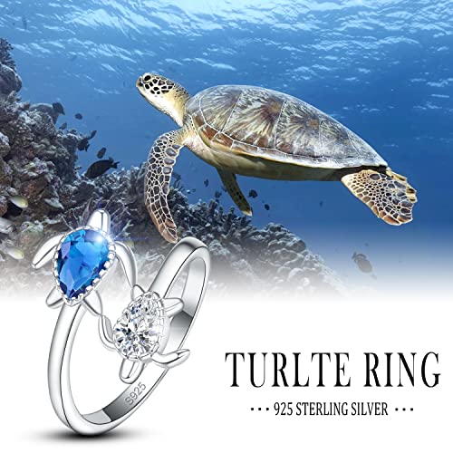 Praymos Turtle Ring 925 Sterling Silver Double Turtle Thumb Ring Animal Open Adjustable Rings For Women Sea Turtle Jewelry Gift #TOP5