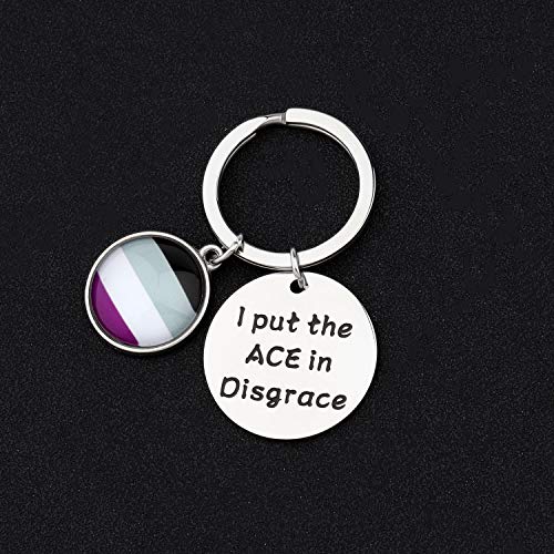 CENWA Asexual Pride Gift LGBTQ Gift Asexual Pride Flag Jewelry I Put The ACE in Disgrace Keychain3