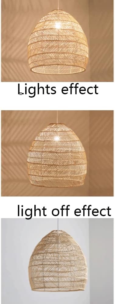 Bamboo Woven Hanging Lamp Rattan Elegant Kitchen Island Hollow Wicker Light Fixture Pastoral Style Farmhouse for Living Room Dinging Room Farmhouse