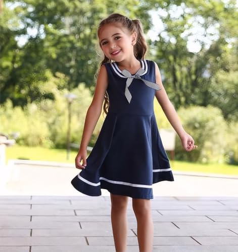 Baby Toddler Girl's Nautical Dress Cap Sleeve Sailor Uniform Dress for Girl 6M-3 Years3