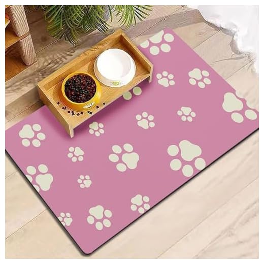 Pet Feeding Mat Dog Cat Food Mat Absorbent No Stains Quick Dry Rubber Bottom Anti-Slip Water Bowl Mats Easy to Clean for Indoor Pet Placemats Water Dispenser Mat