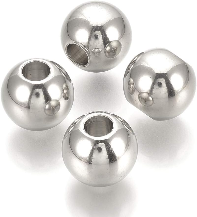Cheriswelry 1000pcs 3mm Small Hole Round 304 Stainless Steel Beads Tiny Metal Spacer Beads Stainless Steel Color Loose Ball Beads 1mm Hole for DIY Craft Earring Bracelet Necklace Jewelry Making