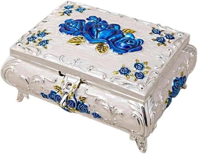 Metal European Retro Jewelry Box Lockable Large Desktop