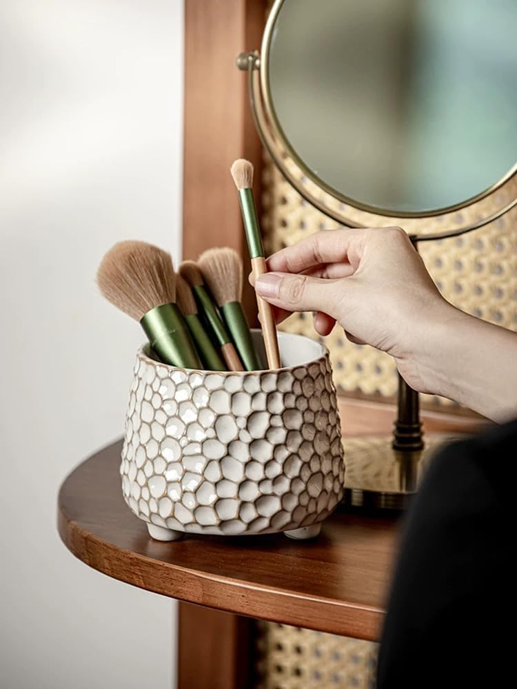 Utensil Crock, 4.5 Inches Utensil Holder for Counter, Kitchen Utensil Organizer, Farmhouse Kitchens Countertop Decor, Flower Pot, Makeup Tool Holder, Pen Holder