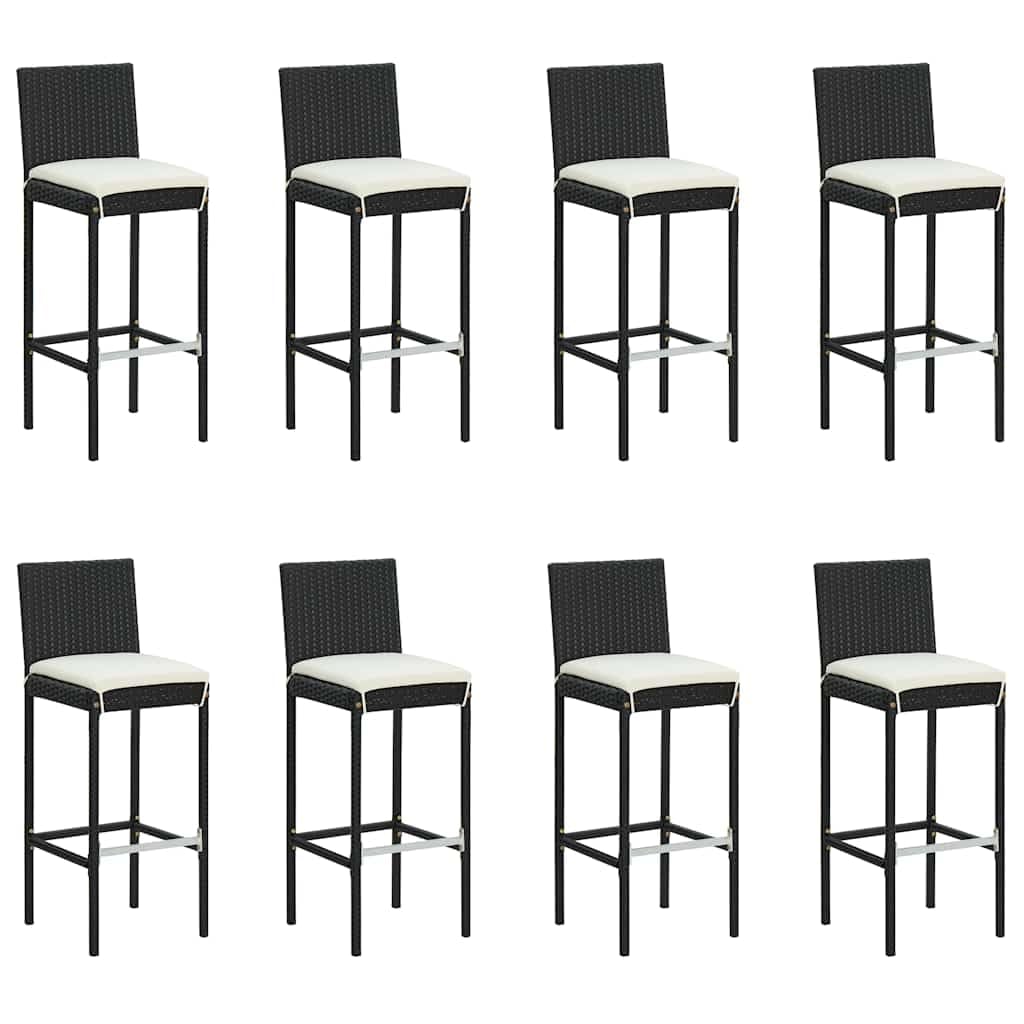Set bar jardin 9 pièces avec coussins noirs