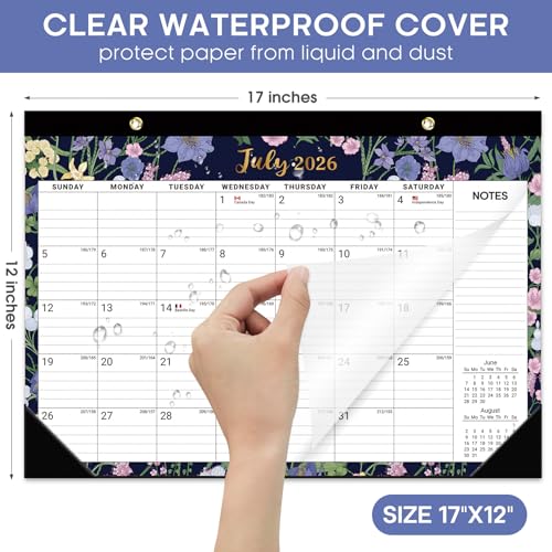 Image of 3 Pack of Desk Calendar 2026-2027, 18-Month Calendar Runs from July 2026 to December 2027, Large 17 inch x 12 inch Monthly Desktop & Wall Calendar for Home & Office - Midnight Garden