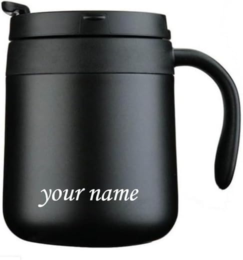 KENDRICK Stainless Steel Coffee Mug Cup with Handle, Double Wall Vacuum Travel Mug, Tumbler Cup with Flip Lid, (Black, 350...
