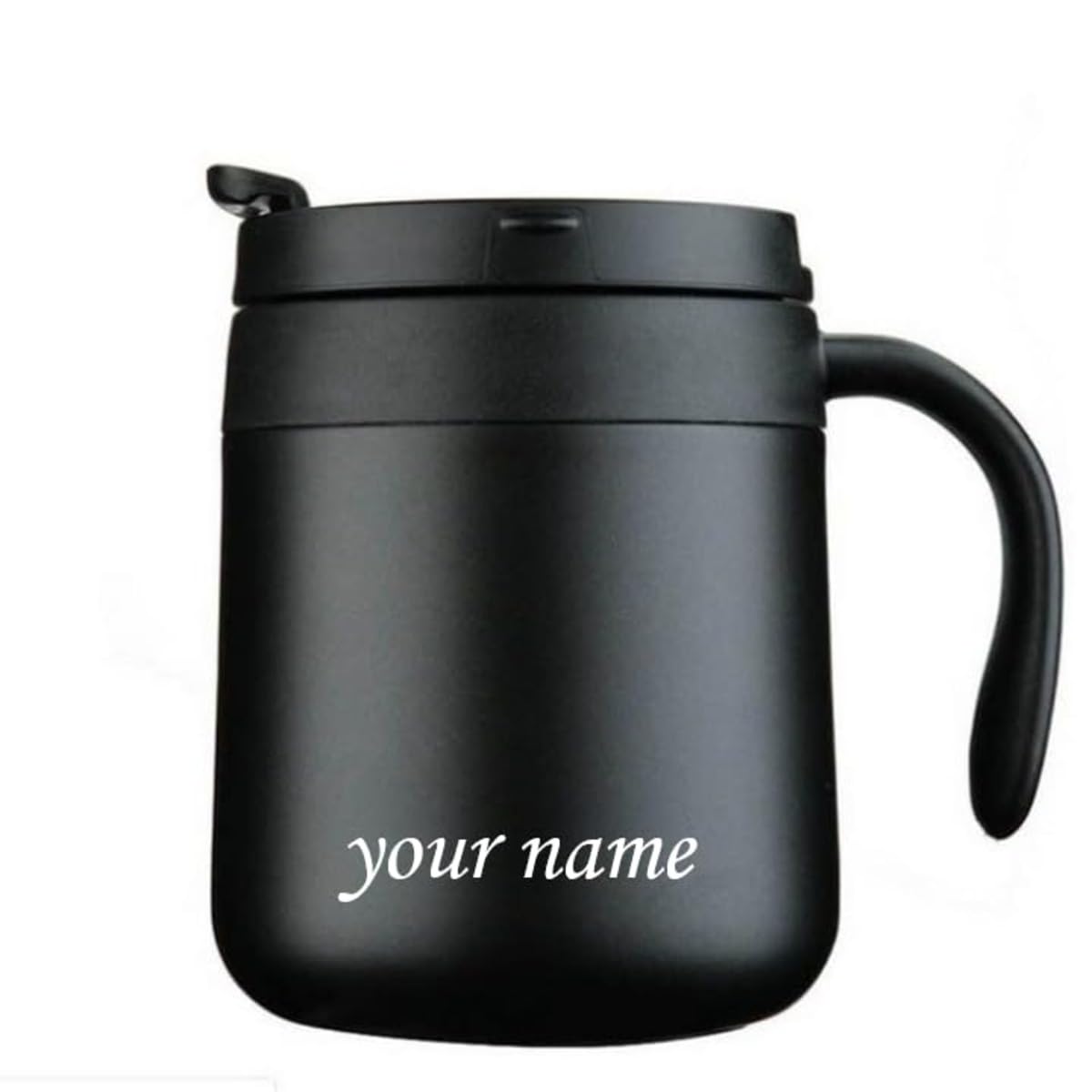 KENDRICK Stainless Steel Coffee Mug Cup with Handle, Double Wall Vacuum Travel Mug, Tumbler Cup with Flip Lid, (Black, 350...