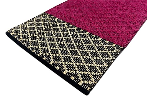 Image of Artisan Cotton Rug Runner - 2x5 ft Handcrafted Carpet for Hallway, Porch & Transitional Zones Kitchen, Bedroom, Living-Room