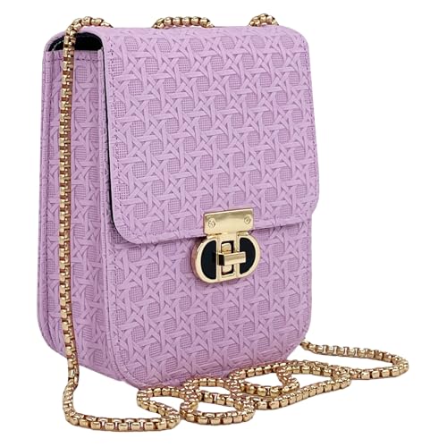 Mini Cell Phone Shoulder Purses for Women Woven Small Golden Chain Crossbody Bags