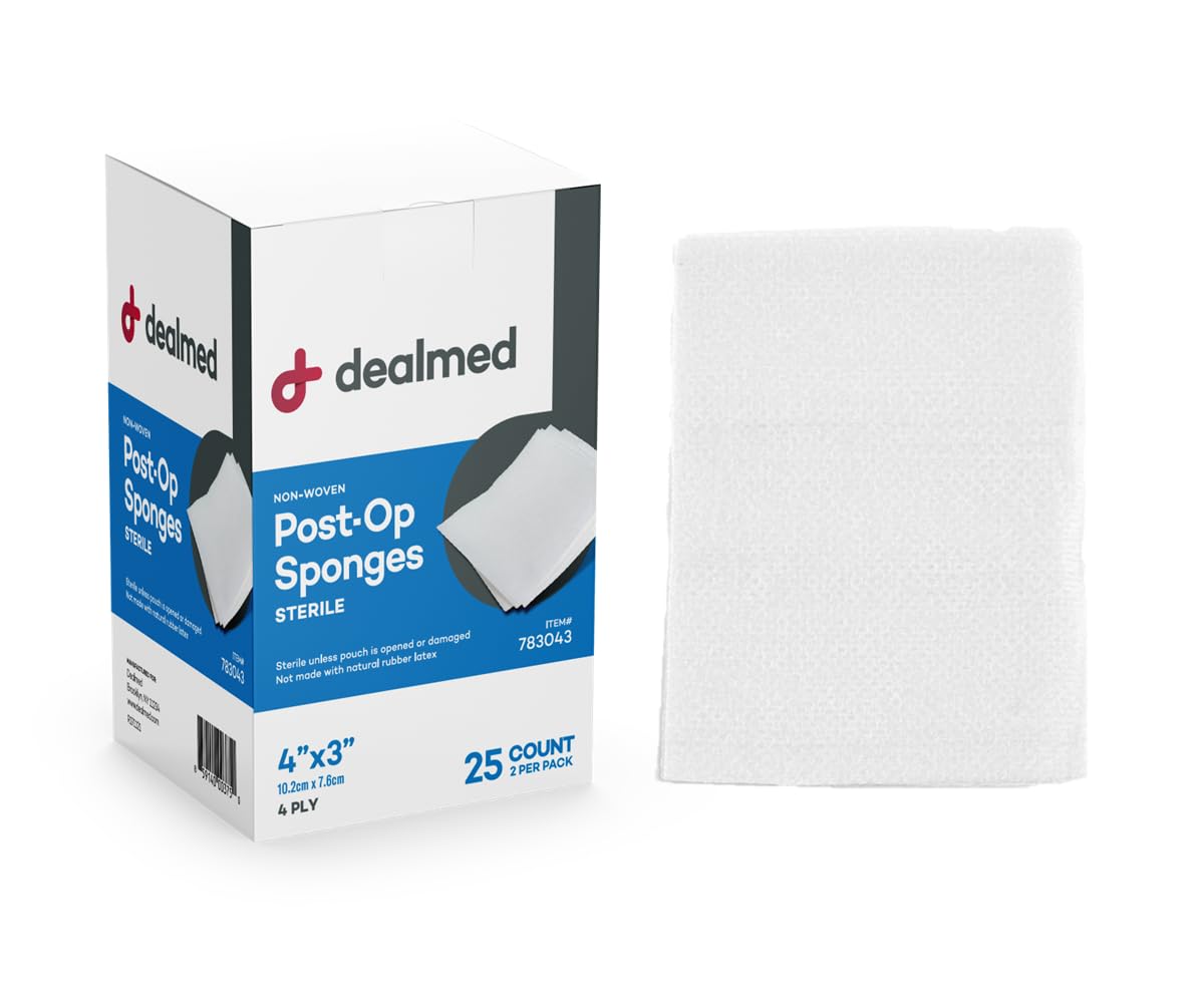 Amazon.com: Dealmed Sterile Post-Op Gauze Sponges - 25 Count, 4