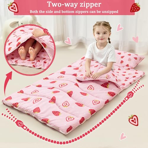 Image of Toddler Nap Mat for Preschool 50''x30'' Sleeping Mat with Removable Pillow and Minky Blanket for Kids Ages 3-7 Roll Up Soft Sleeping Bag for Boys Girls Kindergarten Daycare Sleepover