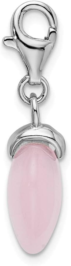 Solid 925 Sterling Silver Rose Quartz Heart Lobster Clasp Charm