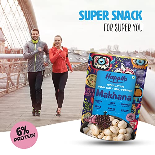 Image of Happilo Premium Super Snack Makhana Himalayan Salt & Pepper 55g, Roasted Foxnut Healthy Snack Low Calorie and Vegan (Pack of 2)