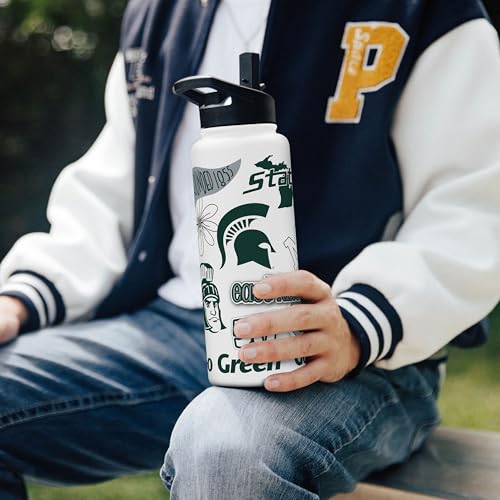Image of Logo Brands NCAA Native 34 oz Quencher Water Bottle - | Local Icons Design | Double-Wall Insulated| Leak-Proof Lid & Built-In Straw