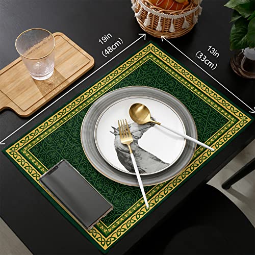 Cycoshower St. Patrick's Day Green Placemats Heat-Resistant Table Mats Lucky Irish Clover Placemats For Home Seasonal Decorations,Set Of 4 #TOP5