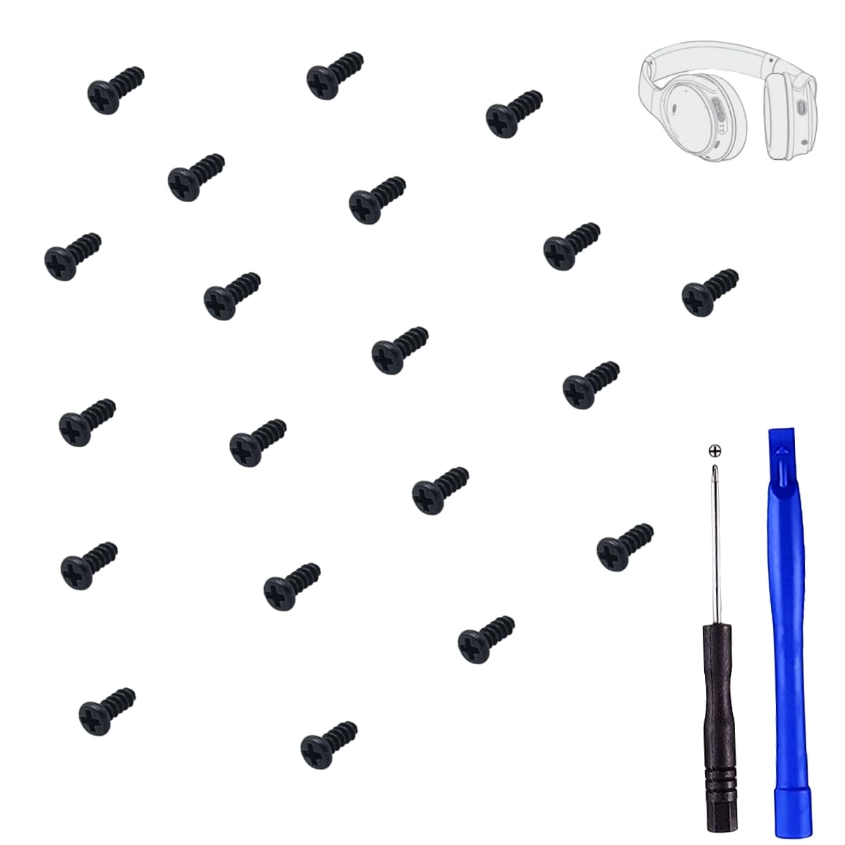KUBOJSDLZ Headband Hinge Screw Replacement Kit for Bose QC25 QC35 QC35 II QC45 QC45 SE - Fix Loose Rattling Broken, 20Pcs Black Stainless Steel Screws with Screwdriver & Pry Tool, 2-Year Warranty