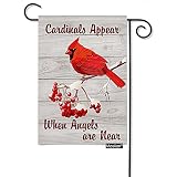 Moslion Red Bird Garden Flags Double Sided Cardinal Appear When Angels Are Near Red Berries on Woode