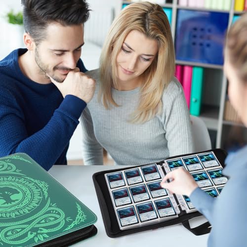 Image of 9-Pocket Card Binder for MTG,720 Double Sided Pocket PU Trading Collection Binder,Premium Collector Card Album for MTG,TCG,Yugioh,Game Cards(Green)
