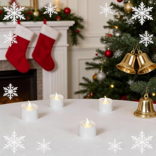 XRABTVSK 24 Pack Flickering LED Tea Lights, Last 100H+, Warm White Light - 3