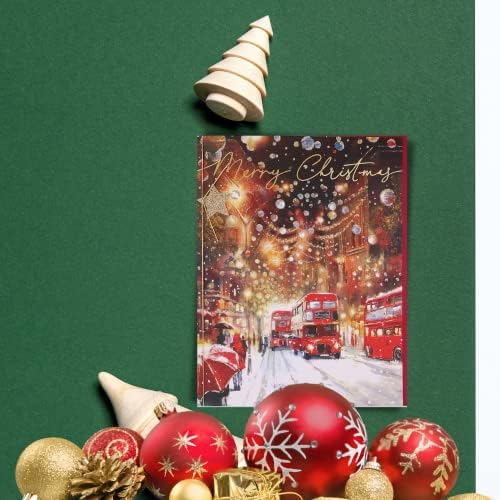 Clintons: Red Buses In Street, General Christmas Card, Xmas Card, Traditional Christmas Card,155 x 201, 1169564