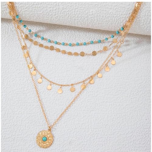 Western Jewelry for Women Gold Layered Necklace Cowboy Chic Boho Y Chain Turquoise Pendant Country Concert Outfit Cowgirl Accessories4